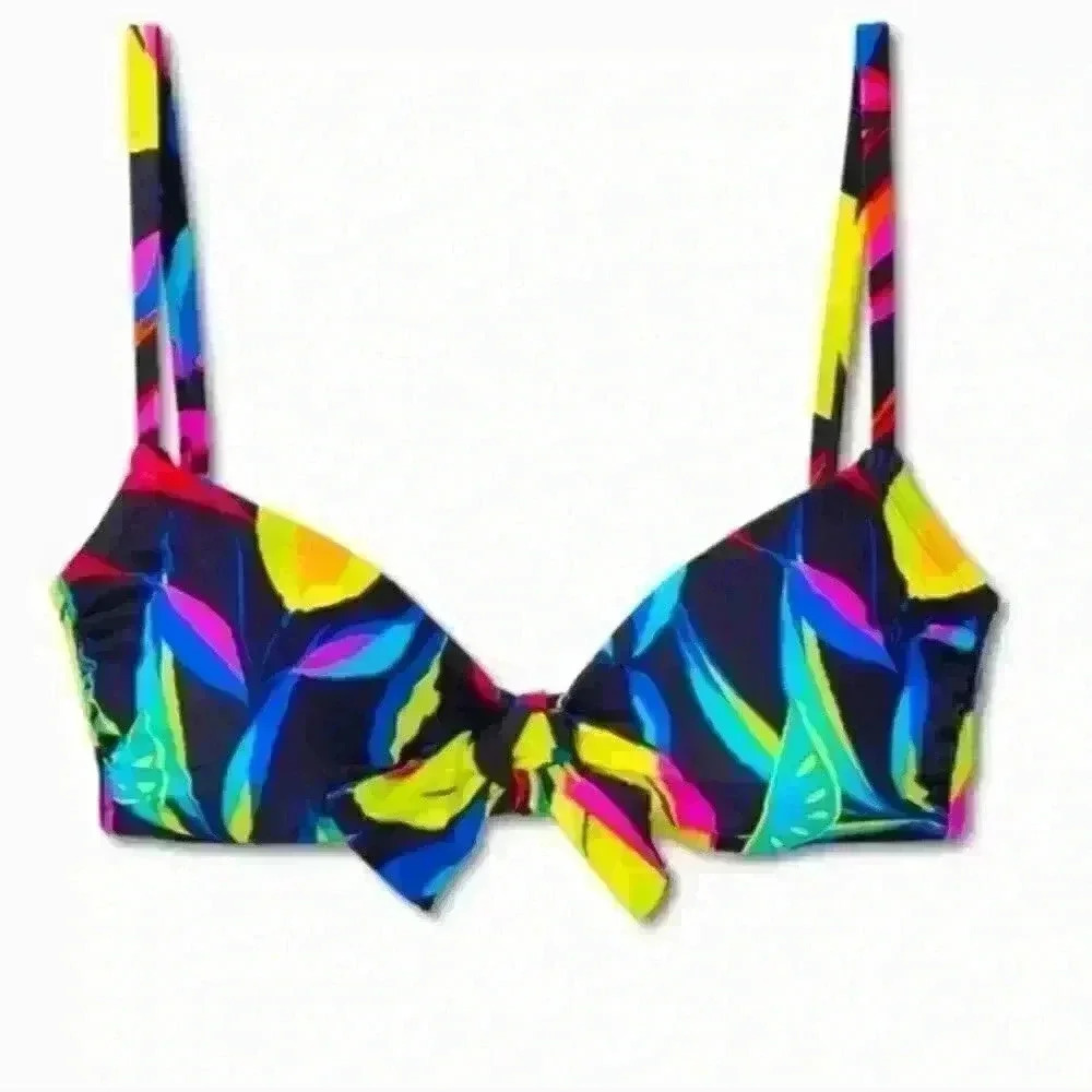 Tabitha Brown X Target Swim Multicolor Lemon Print Tye Front Bikini‎ Top. 3/$30